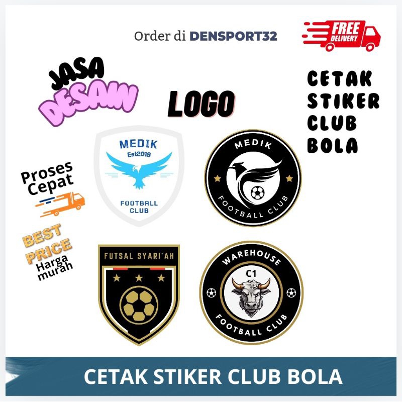 stiker custom logo club sepak bola / futsal /voli