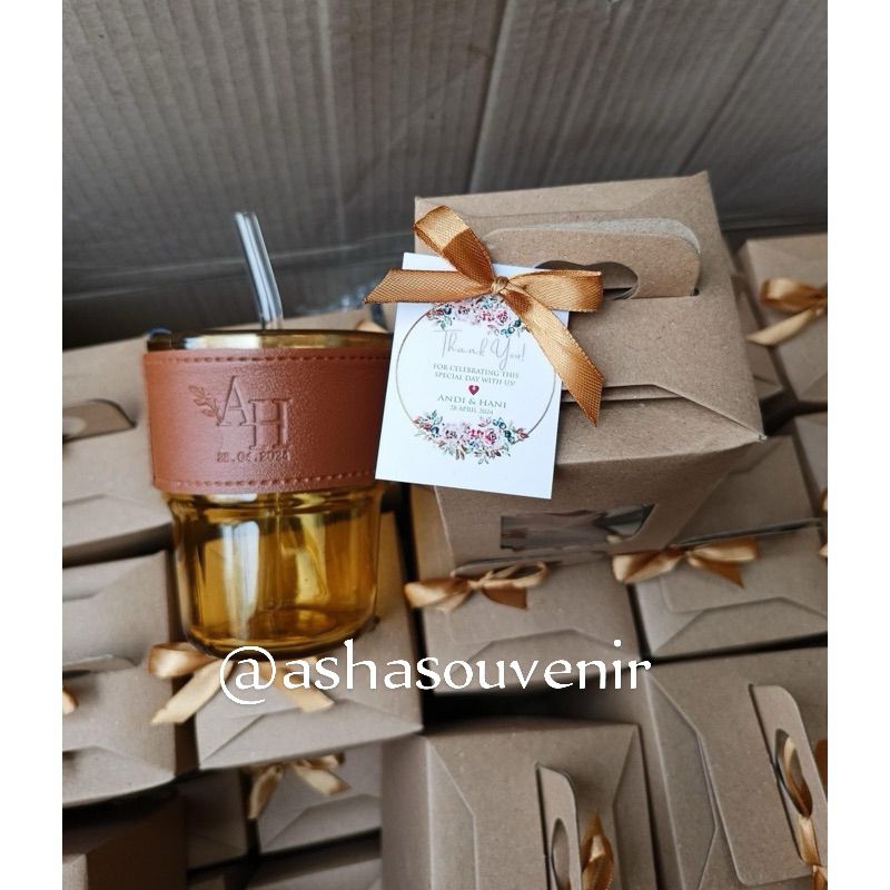 SOUVENIR TUMBLER TOFFEE CUSTOM SABLON KEMASAN BOX / SOUVENIR TUMBLER KACA SEDOTAN / SOUVENIR GELAS S