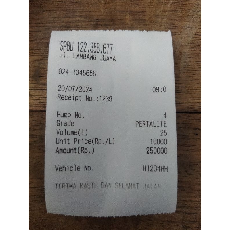 

cetak custom nota pom versi kecil