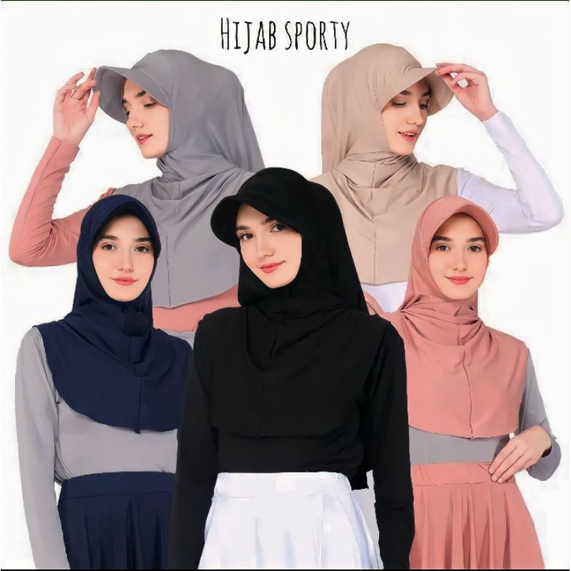 Hijab Topi Sporty Dewasa/Jilbab Sport Topi Simpel nyaman Bahan Jersey Premium