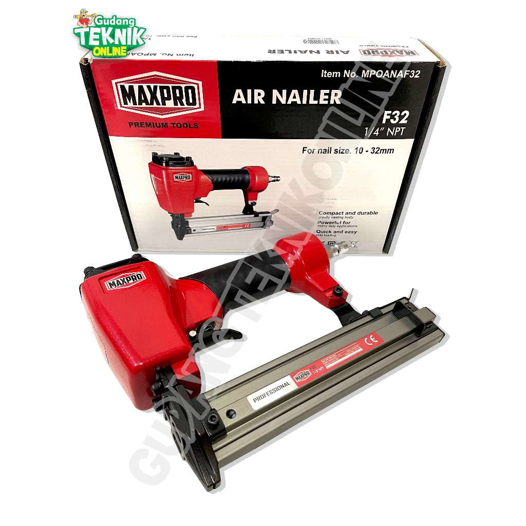 Mesin Paku Tembak Angin MAXPRO F32 10-232mm LURUS MPOANAF32 / Air Nailer Paku Lurus Tembak Kayu F-32
