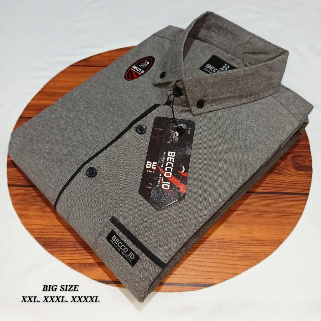 Kemeja Pria Jumbo Lengan Pendek Polos List Casual Keren Kemeja Pria Jumbo Big Size XXL XXXL XXXXL