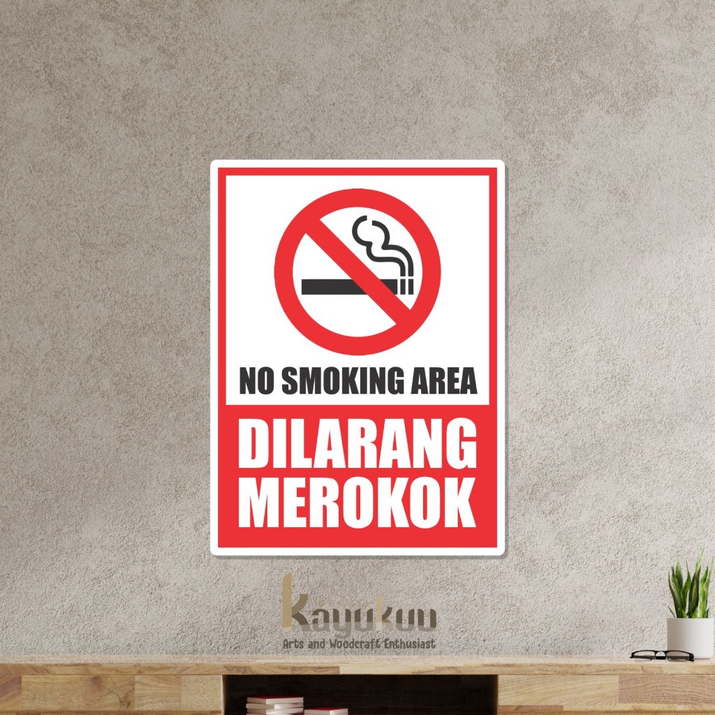

Kreasikayukuu Plakat Stiker Vinyl "NO SMOKING AREA" Akrilik Acrylic Sign Board Awet Tahan Air