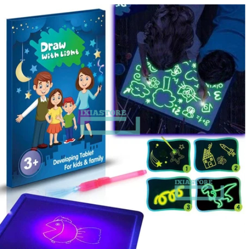 Mainan Papan Tulis Tablet Papan Latihan Gambar Anak Tablet LED Magic Drawing Board