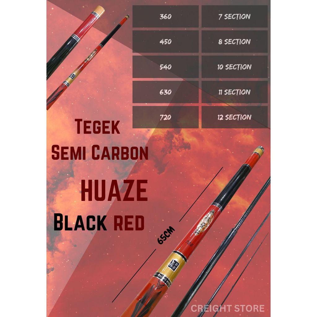 TEGEK SEMI CARBON HUAZE MERAH, 360, 450, 540, 630, 720
