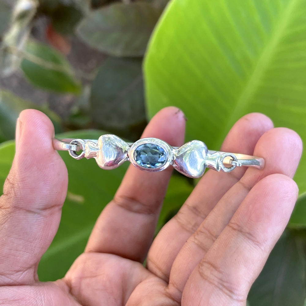 Gelang Bracelet Bangle Perak Silver Bali Asli 925 Kait Pita Batu Permata Blue Topaz Garnet Amethyst 