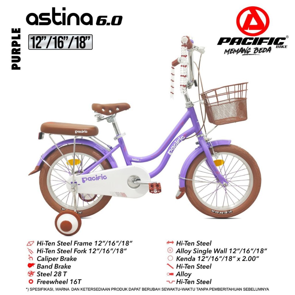 SEPEDA MINI ANAK PEREMPUAN 16" PACIFIC ASTINA 6.0