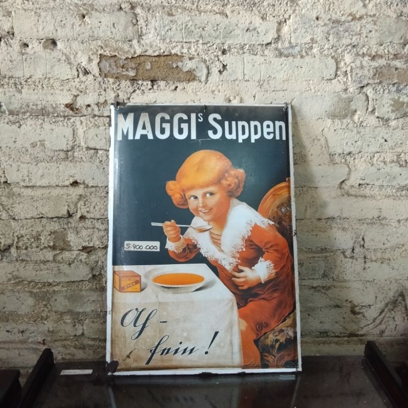 Papan Iklan Enamel Maggi Suppen Lawas
