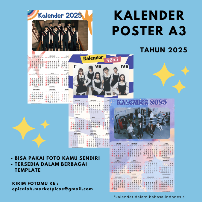

[custom foto] Kalender Poster - Kalender 2025 ukuran A3+