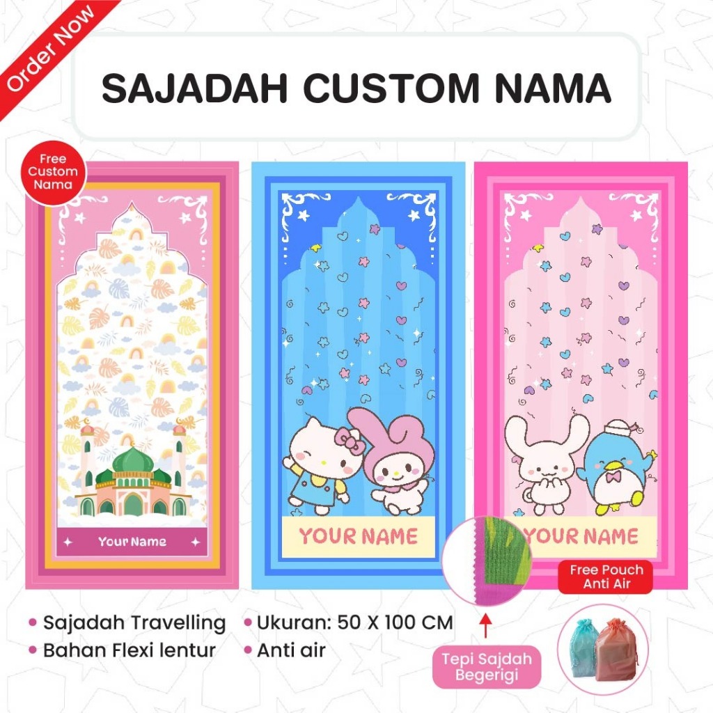 Sajadah Traveling Untuk Anak Dengan Cover Lucu ( Bisa Tulis Nama ) / Sejadah Souvenir Ulang Tahun Kh