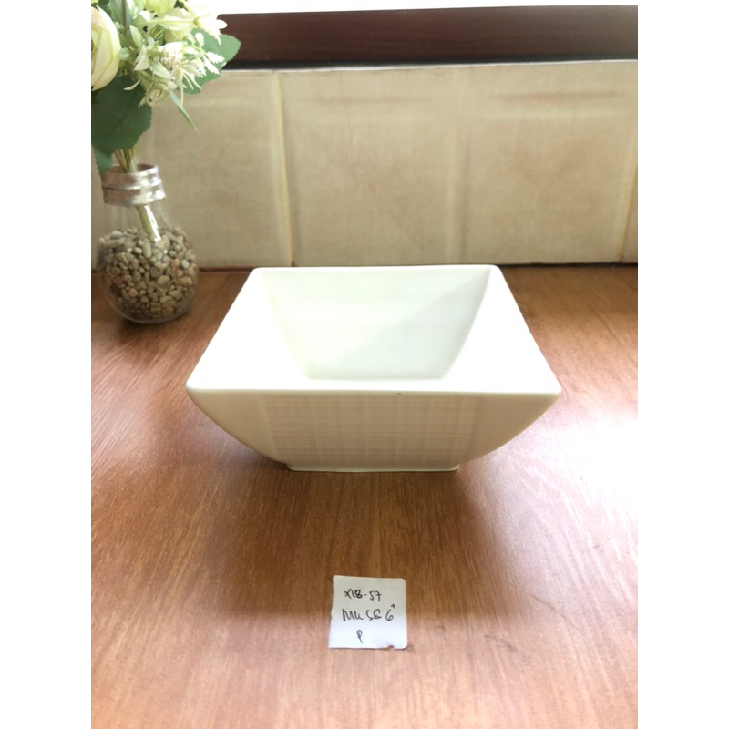 [X18-57] Mangkok Segi 6” P/Keramik/Mangkok segi putih polos/Mangkok segi aesthetic