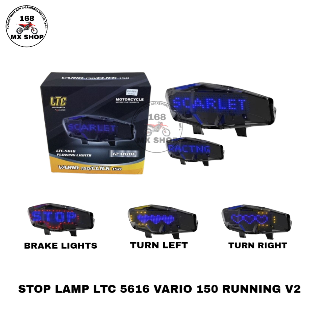 Stop Lamp Lampu Belakang LTC 5616 Vario 150 Running V2 Modifikasi Text Animasi