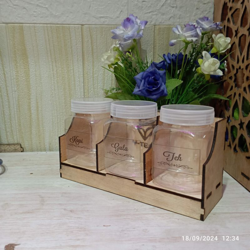 Rak Mini Display ( kopi, Gula, Teh ) Estetik 19 x 6 x 9cm