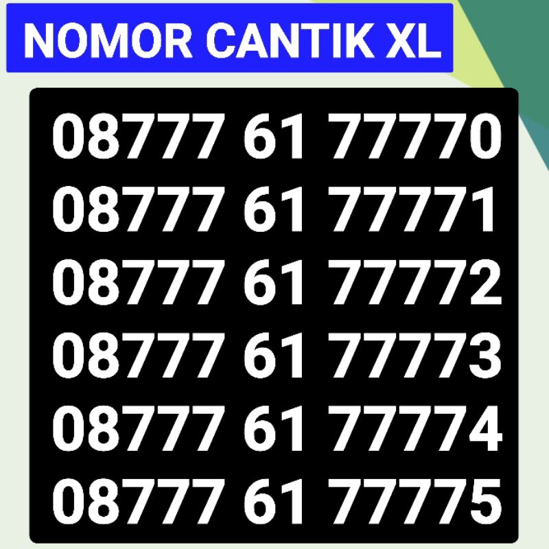 Kartu perdana XL cantik Nomor XL cantik 77777