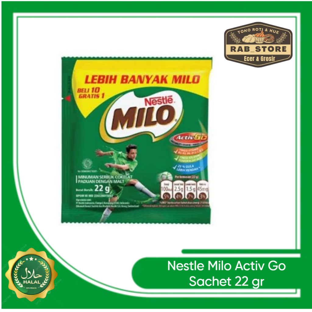 

Susu Bubuk MILO ACTIV Sachet 22 gr / Susu Bubuk Cokelat MILO ACTIV