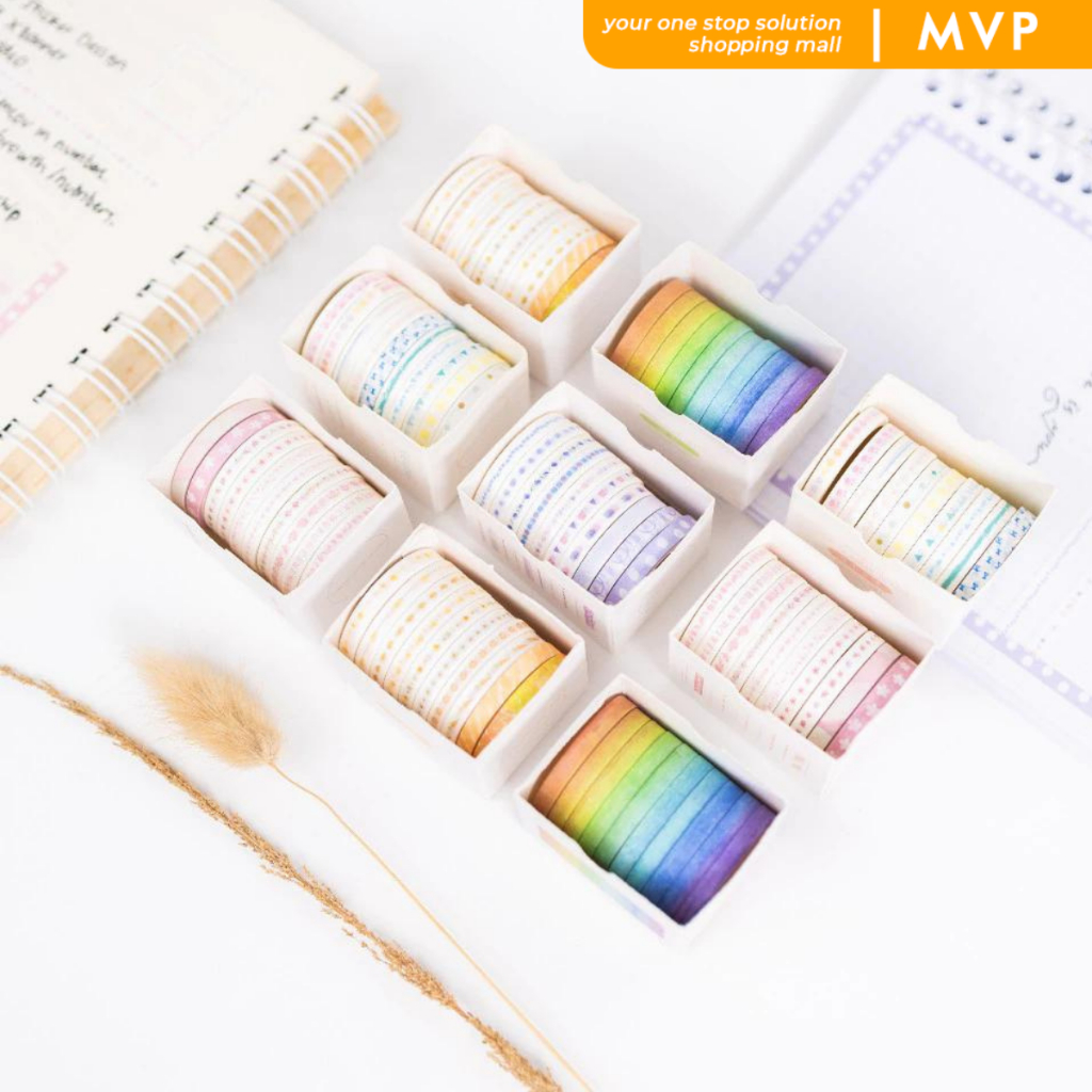 

MVP Washi Tape Deco Masking Tape Selotip Jurnal DIY Scrapbook 10 Rolls Simple Abstrack