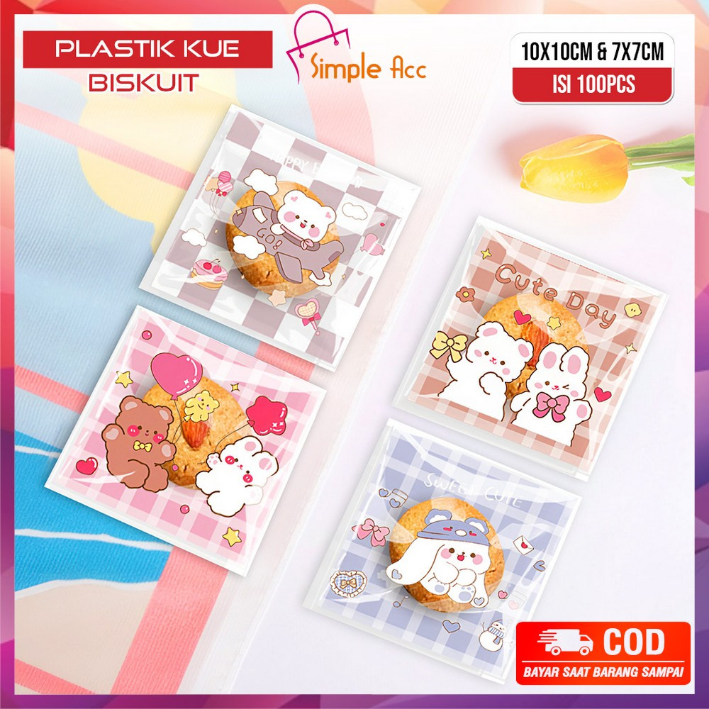 

DO-C1086 Plastik Coockies 10x10cm 7x7cm Bunny Isi 100pcs Pembungkus Permen Souvenir / Plastik Kue Biskuit Plastik Hampers Karakter