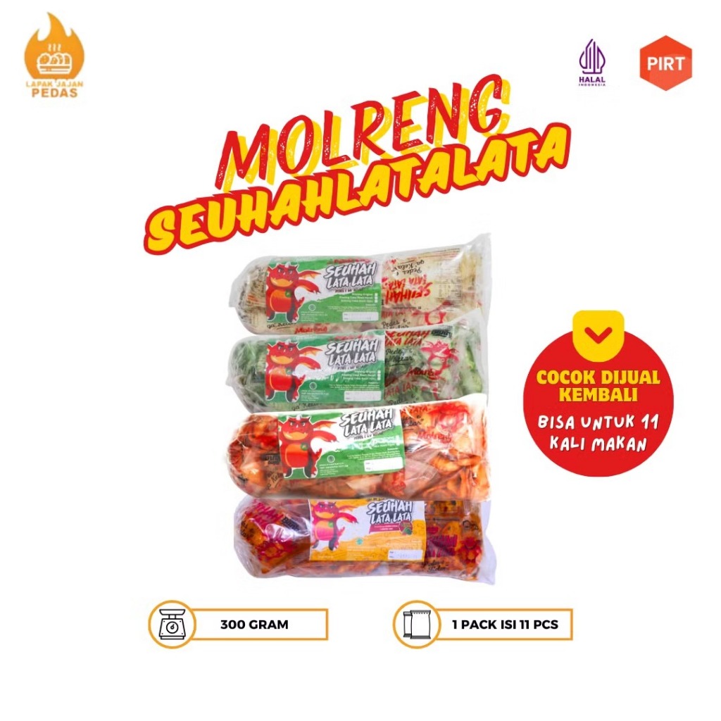 

Molreng Keripik Cimol Goreng Pedas Asin Seuhahlatalata 1 Pack Isi 11 Pcs