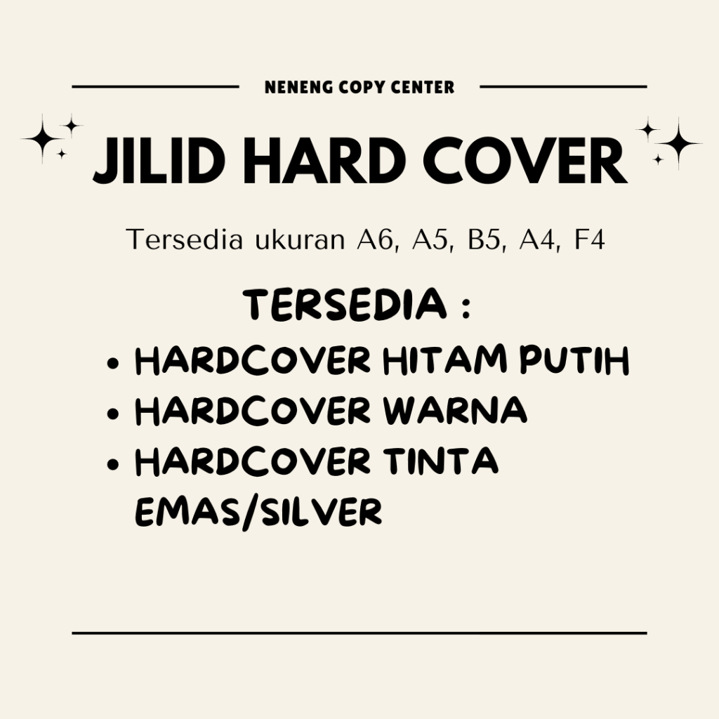 

Jilid Hard Cover A6, A5, B5, A4, F4