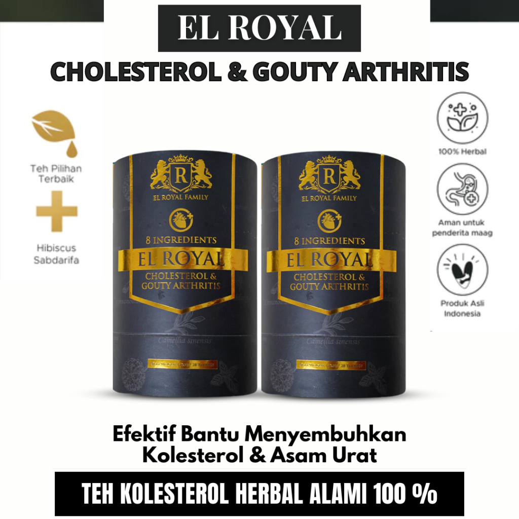 

EL ROYAL CHOLESTEROL & GOUTY ARTHRITIS 2 PCS Teh Herbal Atasi Kolesterol Tinggi dan Asam Urat