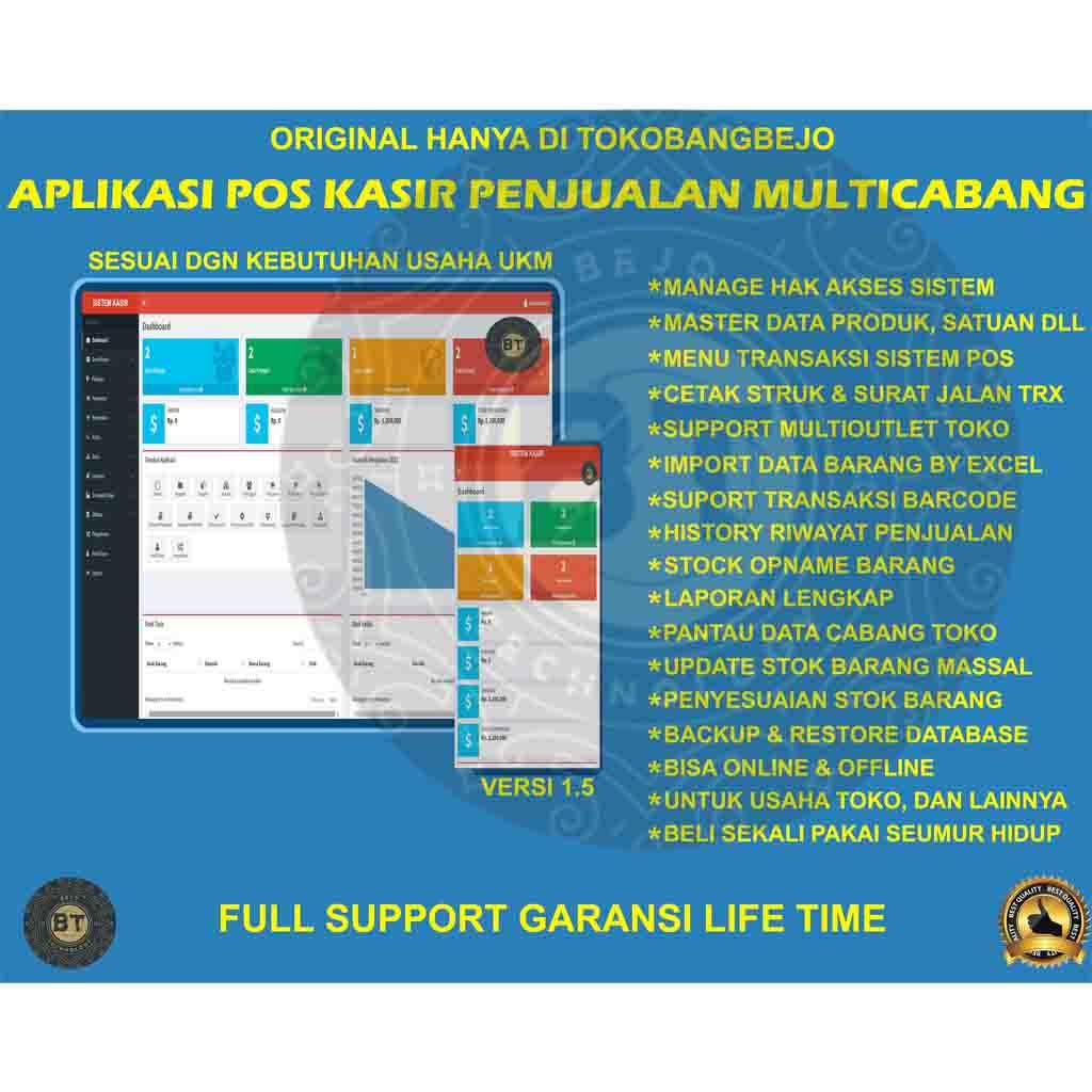 APLIKASI KASIR PENJUALAN INVENTORI POS TOKO MULTICABANG BANYAK TOKO SEKALI BELI UNTUK BANYAK PC