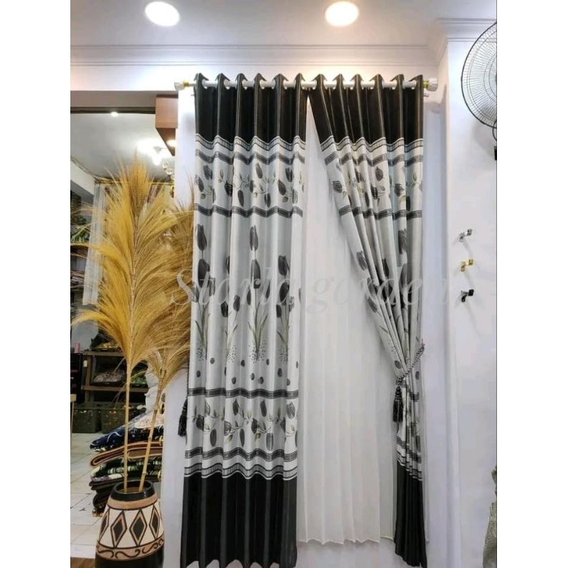 Gorden Jendela Import Blackout Motif Tulip Gorden Pintu Jendela Blackout Import Premiun Bludru Napol