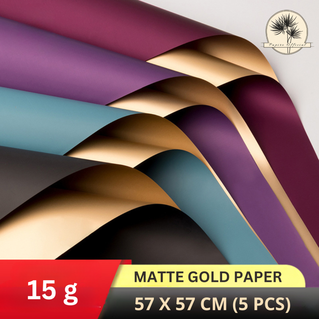 

5 Pcs Papiro Kertas Buket Bunga Cellophane Flower Wrapping Paper Tipe Matte Gold