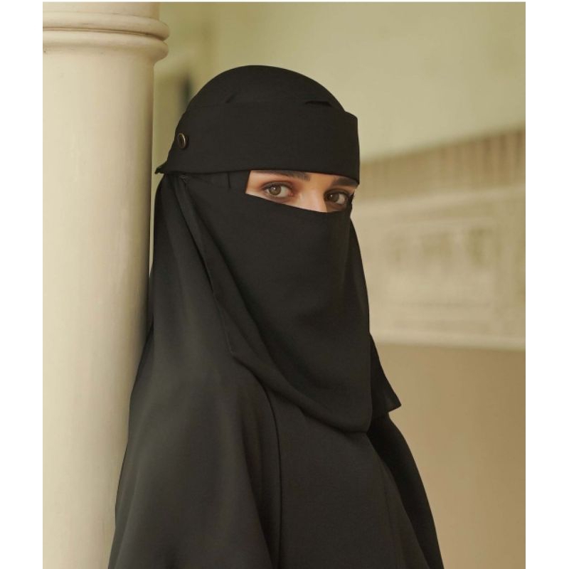 Cadar Niqab Bandana Poni Kancing Wolfis | Cadar Poni kancing Jetblack