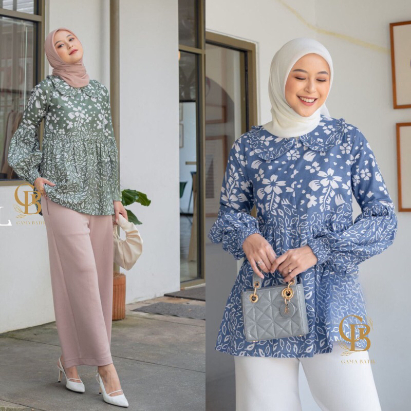 Blouse Batik Atasan Wanita Baju Batik Modern Lengan Balon