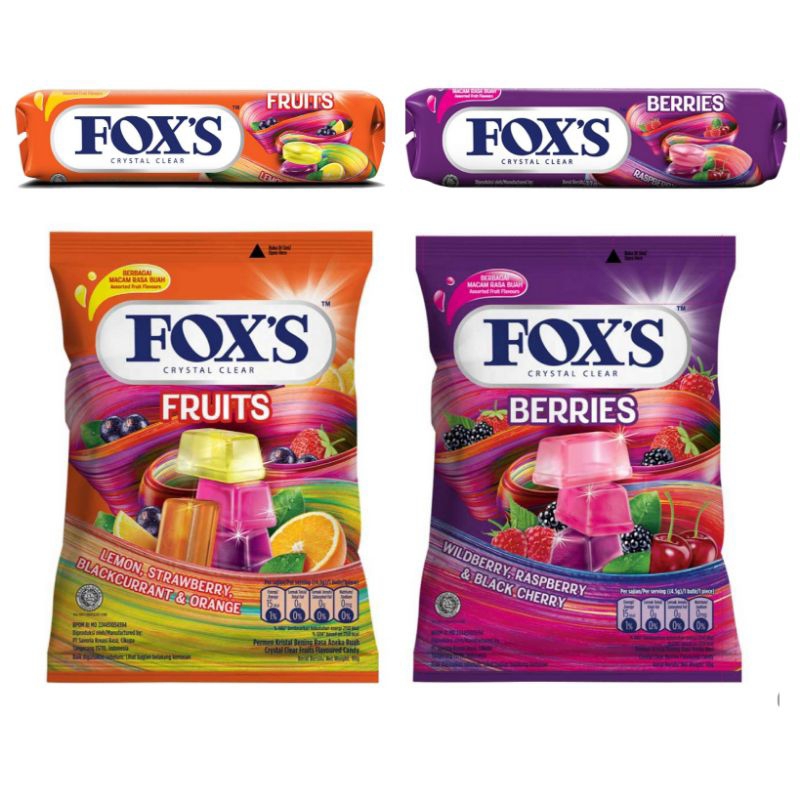 

FOX'S Aneka permen Crystal Clear Fruits Bag foxs berries