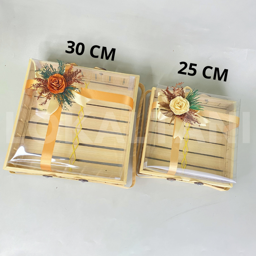

Keranjang Bambu Kotak/Keranjang Hantaran/Keranjang Kue mika 25cm Rustic B