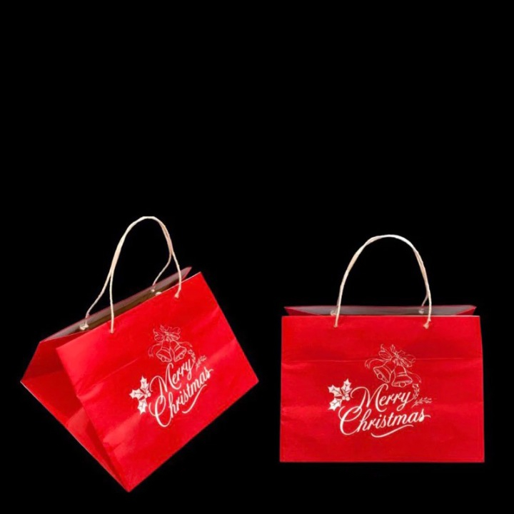 

1 Pack Isi 3 Pcs Paper Bag Natal Merah Tas Parcel kuker Kue Bolu Brownies Ukuran 25x25x20cm