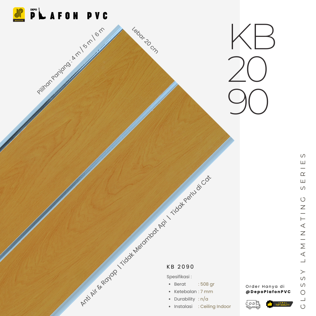 Plafon PVC Glossy Laminating Series KB 2090 (Bekasi)