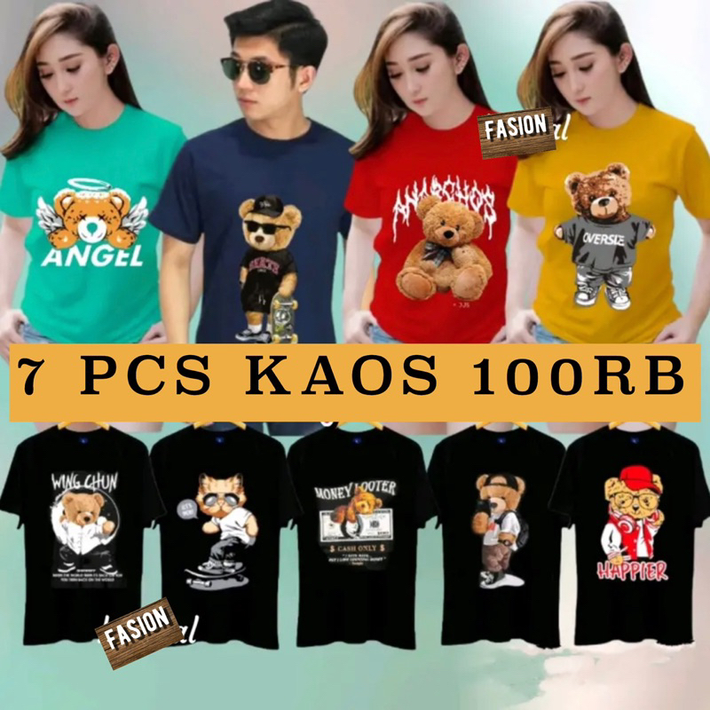 PROMO ISI 7 PCS KAOS TEDY BEAR 100RB KAOS MOTIF DISTRO DEWASA BISA UNTUK PRIA DAN WANITA Kaos Samura