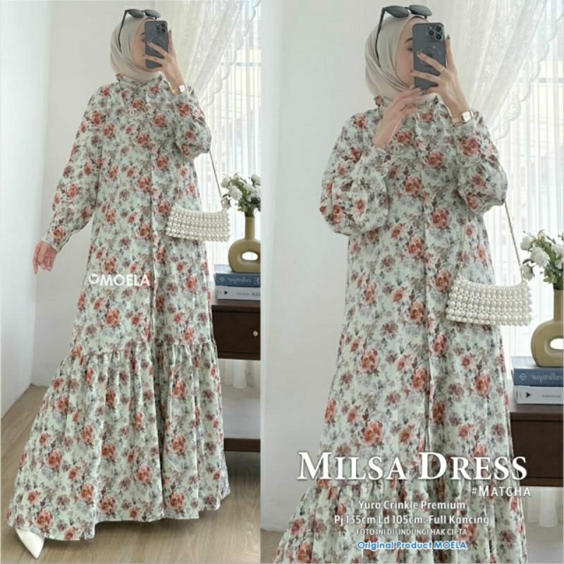 MILSA MIDI DRESS REMAJA DRESS WANITA KOREA YURA CRINKLE PREMIUM