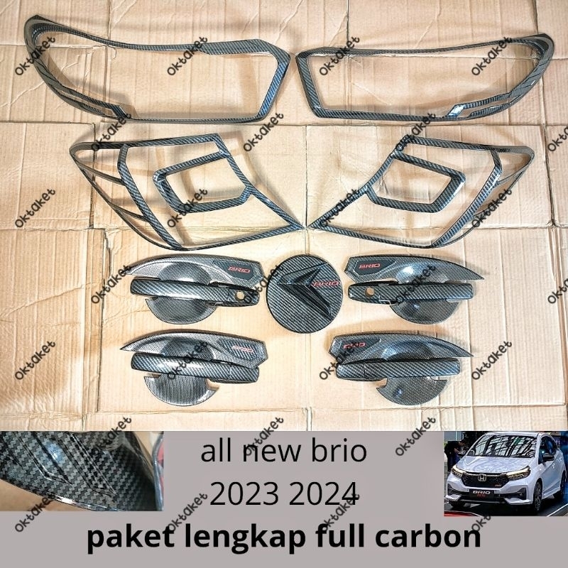 paket lengkap new brio 2023 2024 2025 full carbon garnish depan belakang outer handle tank cover
