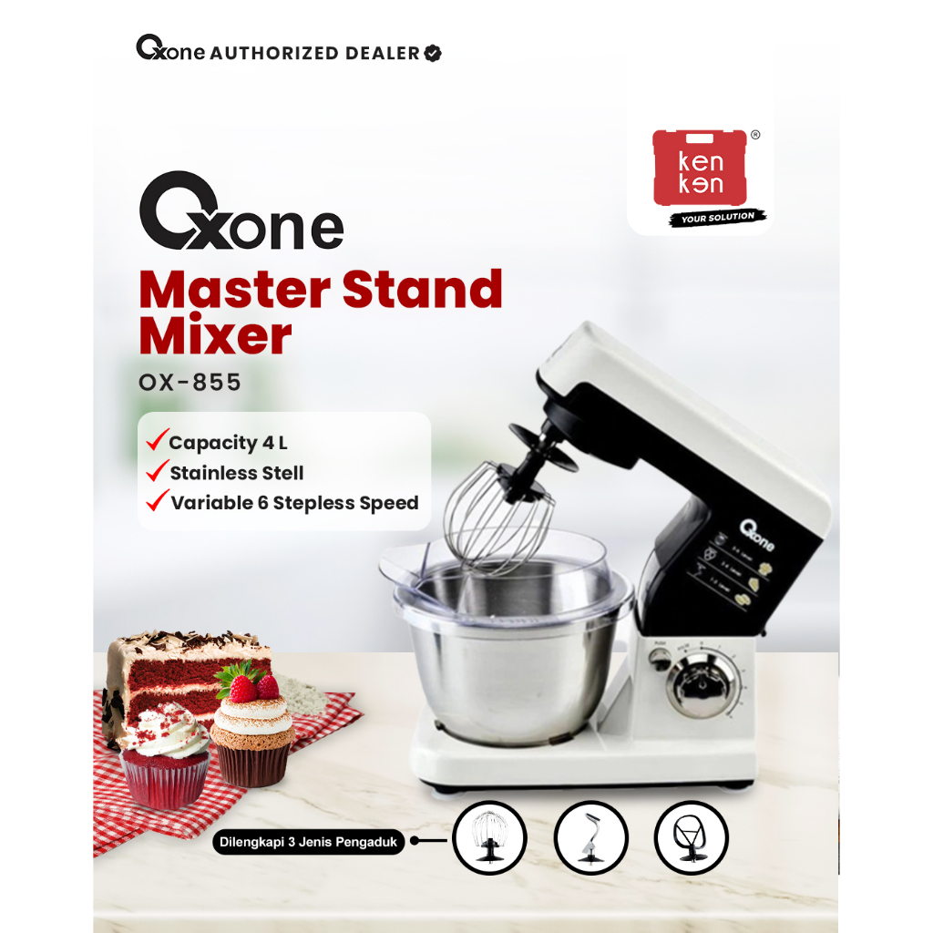 OXONE Mixer Mixer Roti Mixer Kue Mixer 4 Liter Stainless Steel OX-855 OX855 OXONE