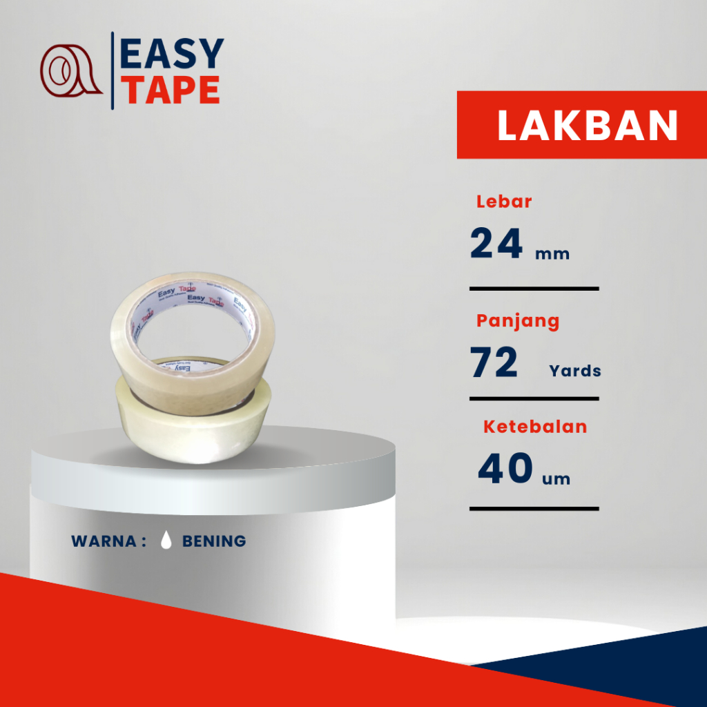 

Lakban bening 24 mm 72 yard FULL Easy Tape