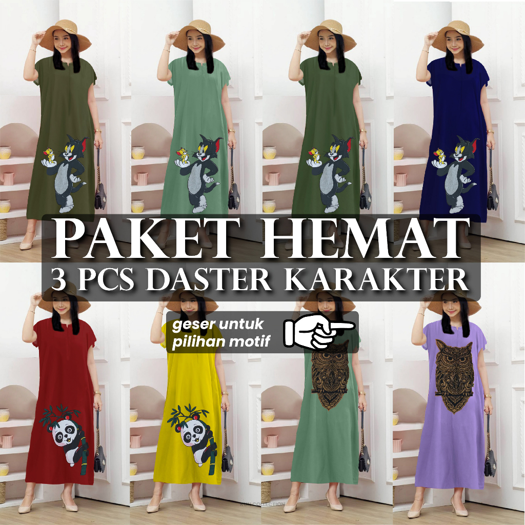 PAKET HEMAT 3 Pcs Daster Karakter Semata Kaki Busui Friendly LD120 - Kun Collection