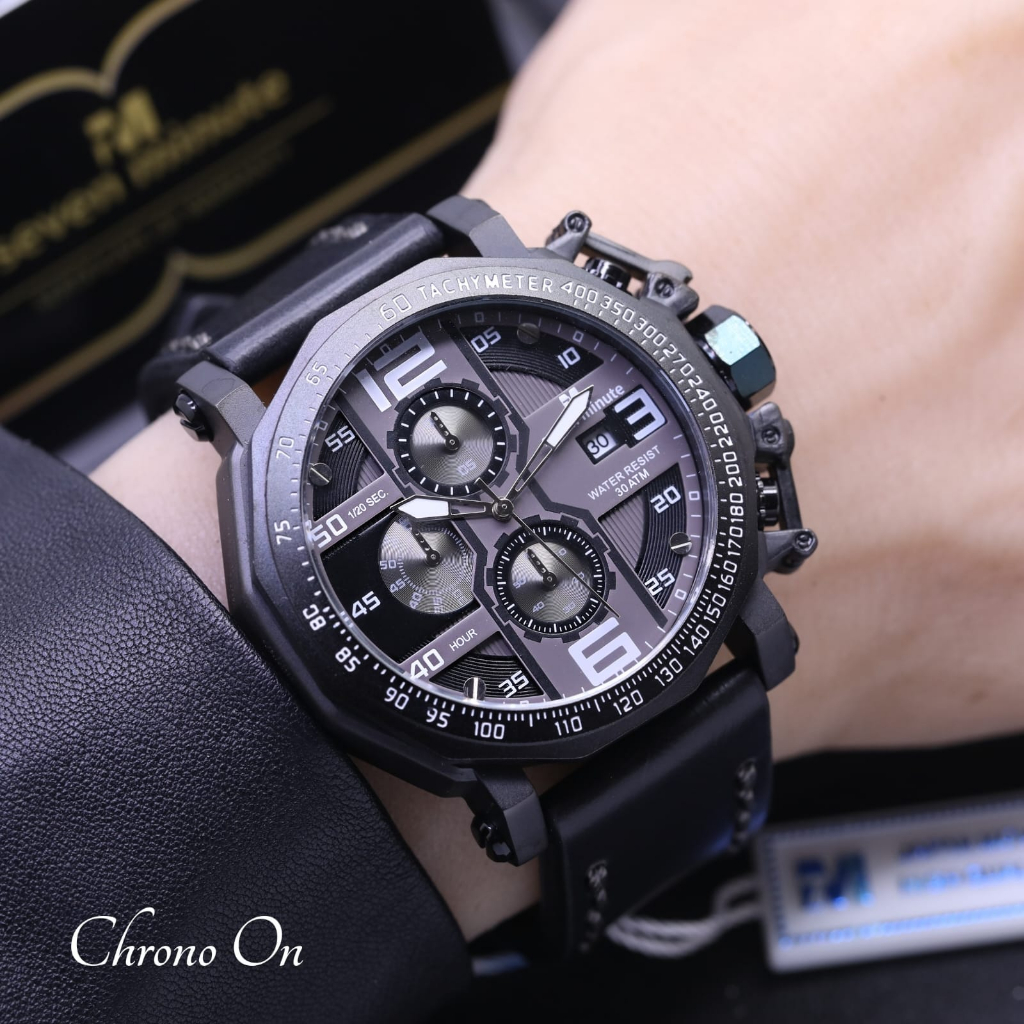 Jam Tangan Pria Seven Minute-M602 Original Tali Kulit Chronograph&Tanggal Aktif Box Exclusive