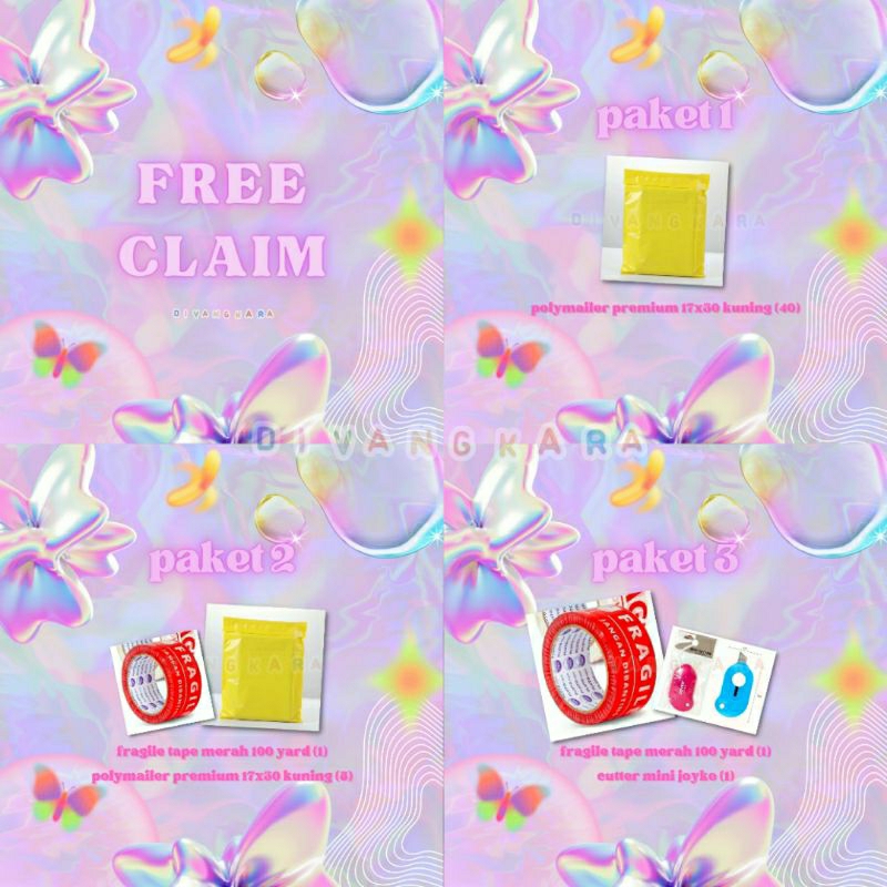 

Bahan packing (lakban fragile, polymailer, cutter, box die cut)
