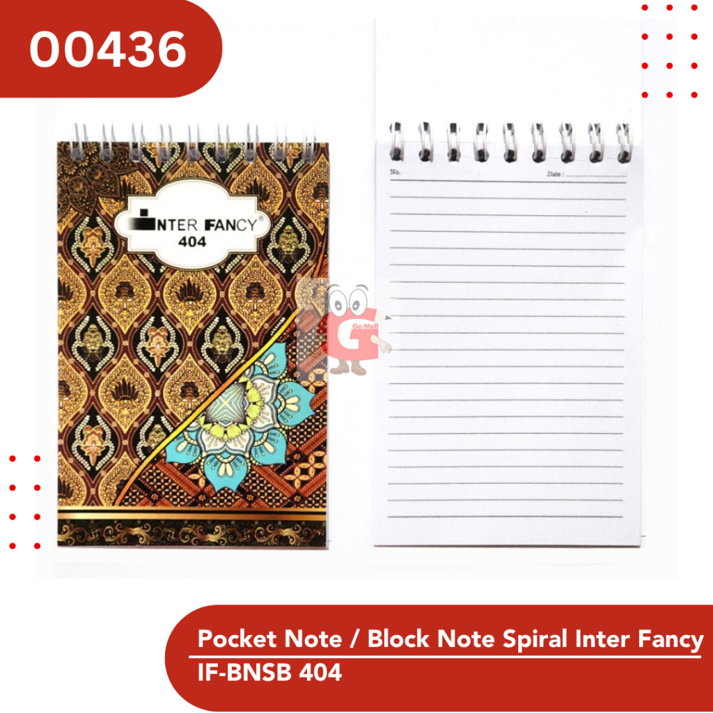 

Pocket Note / Block Note Spiral Inter Fancy IF-BNSB 404