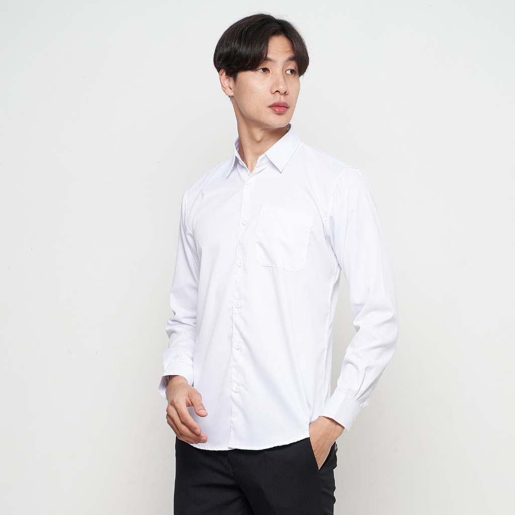 Parayu - Kemeja Putih Pria Basic Formal Untuk Jas Blazer Kantoran Lengan Panjang