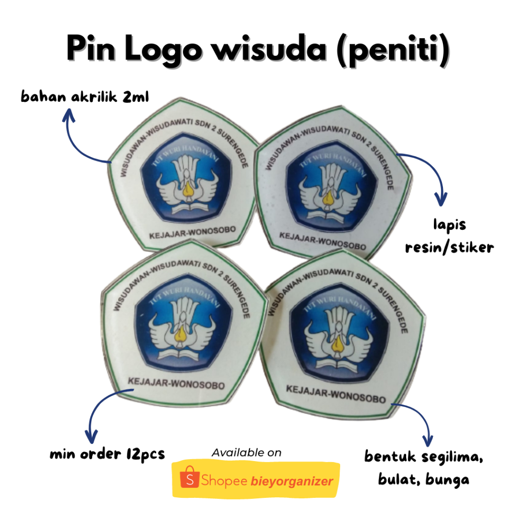 COSTUM PIN LOGO SAMIR WISUDA/ PIN AKRILIK KALUNG WISUDA (PENITI)