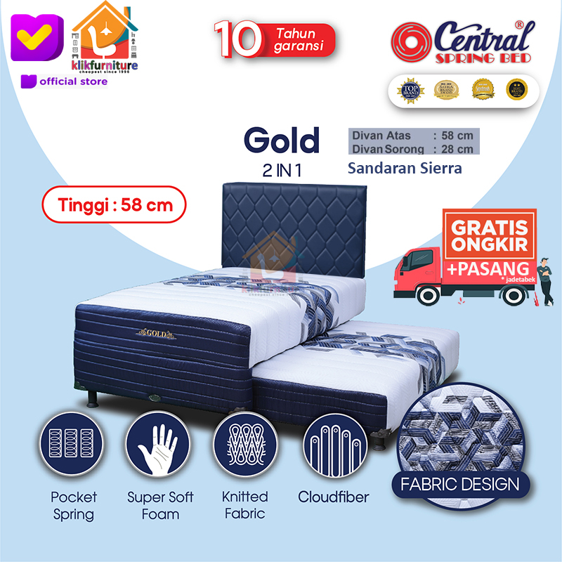 Springbed Central 2in1 Gold Sandaran Sierra