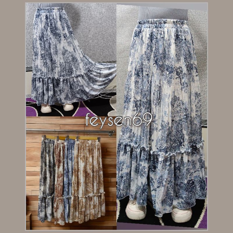 Rok Plisket Rufle Motif Dior premiim