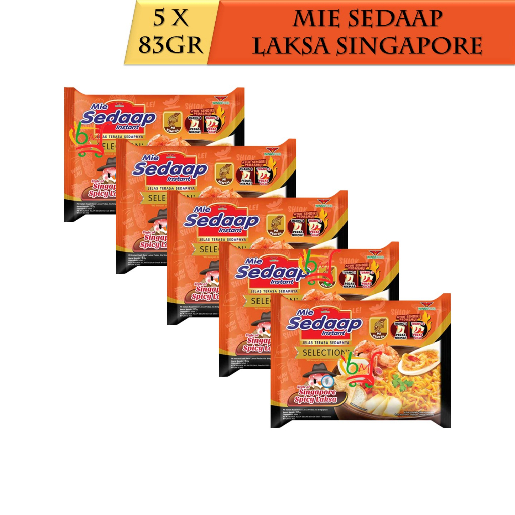 

5PCS Mie Sedaap Laksa Singapore Mie Instan Kuah