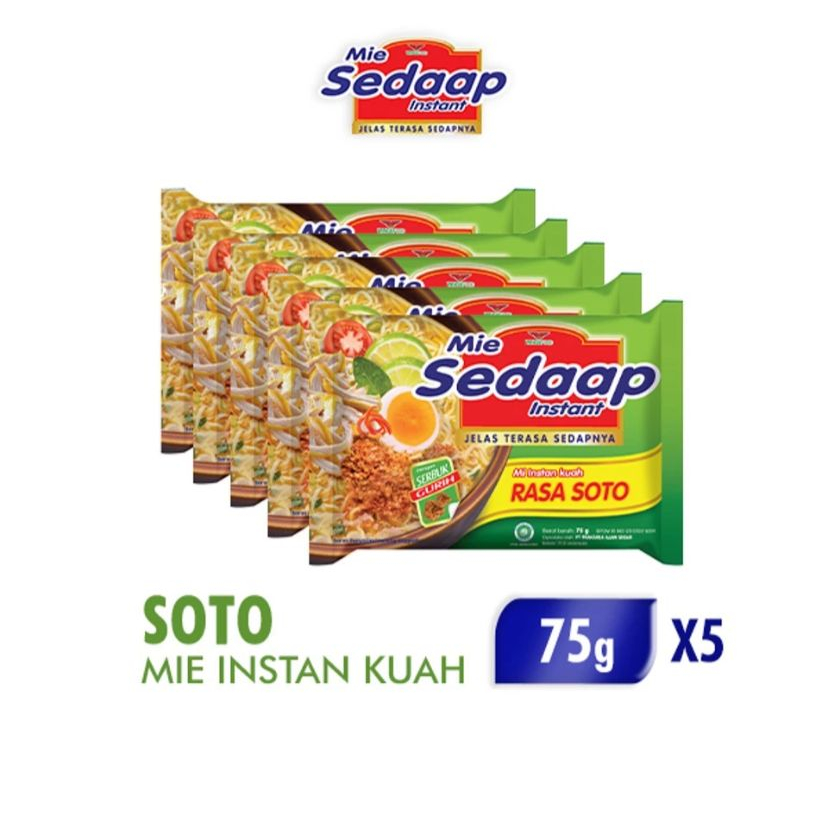 Mie Sedaap Soto Mie Instan Isi 5Pcs 75gr | Mie Sedap Murah - Mie Sedap 1dus | Sedap Soto - Mie Murah