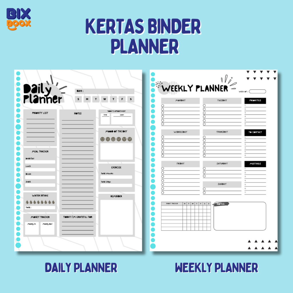 

Kertas Binder Loose Leaf Weekly & Daily Planner