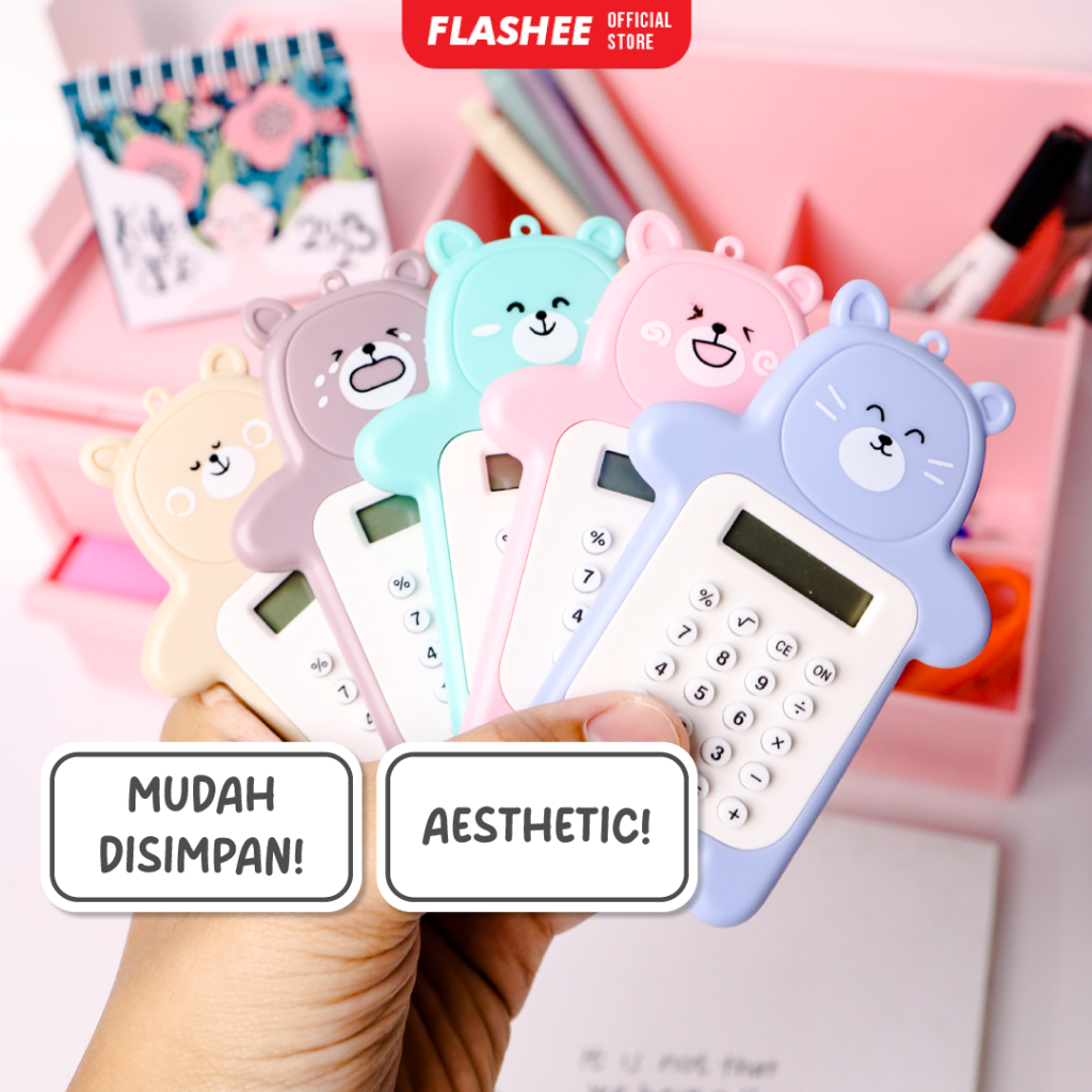 

Flashee Kalkulator Beruang Mini Aesthetic Kalkulator Lucu Motif Bear 8 Digit Calculator Portable